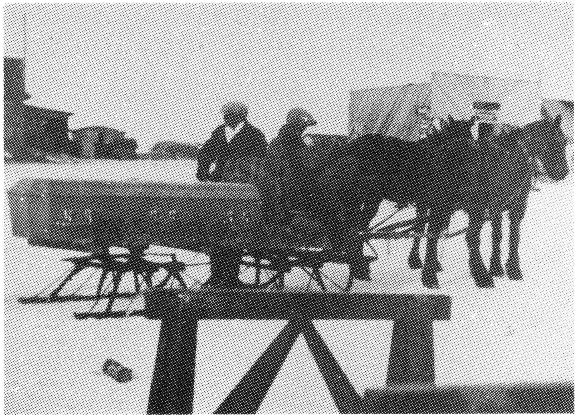 Horse-drawn sleigh carrying a coffin in the snow